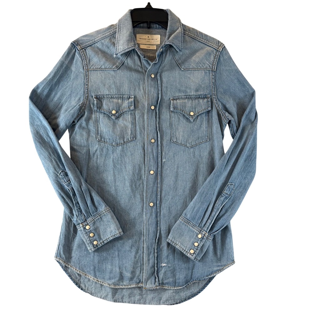 Imogene and Willie Leah Western Shirt Small Denim Pearl Snap Blue